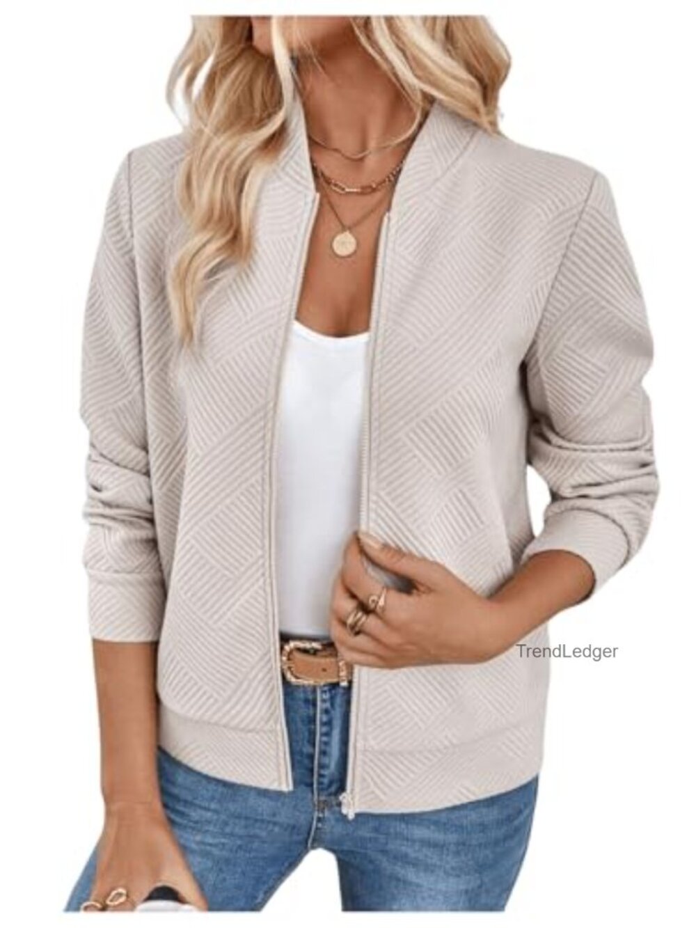 Zip Up Bomber Jacket Lightweight Casual Coat Airport Outfit